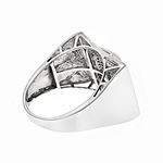 Mens White Blue Diamond Ring 10K White Gold by LUX