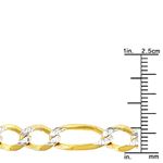 10k Yellow Solid Gold 7mm Wide Figaro White Diamon