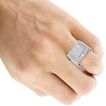 14K White Gold Iced Out Mens Diamond Ring by LUXUR