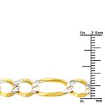 10k Yellow Solid Gold 8mm Wide Figaro White Diamon