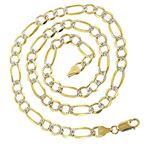 10k Yellow Solid Gold 10mm Wide Figaro White Diamo