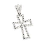 Small 10K White Gold Designer Diamond Cross Pendan