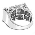 Mens Pave Diamond Ring 14K White Gold 1.52ct by LU