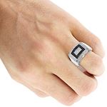 Mens White Black Diamond Ring 10K Gold by LUXURMAN