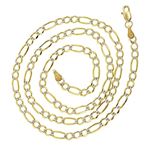 10k Yellow Solid Gold 3.5mm Wide Figaro White Diam