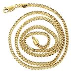 14k Yellow Gold Hollow Franco Chain 1.8mm Wide Nec