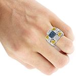 LUXURMAN Hip Hop Rings: Blue Yellow Diamond Ring 1