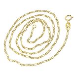 10k Yellow Solid Gold 1.3mm Wide Figaro Chain Link