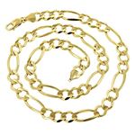 10k Yellow Solid Gold 9.5mm Wide Figaro Chain Neck