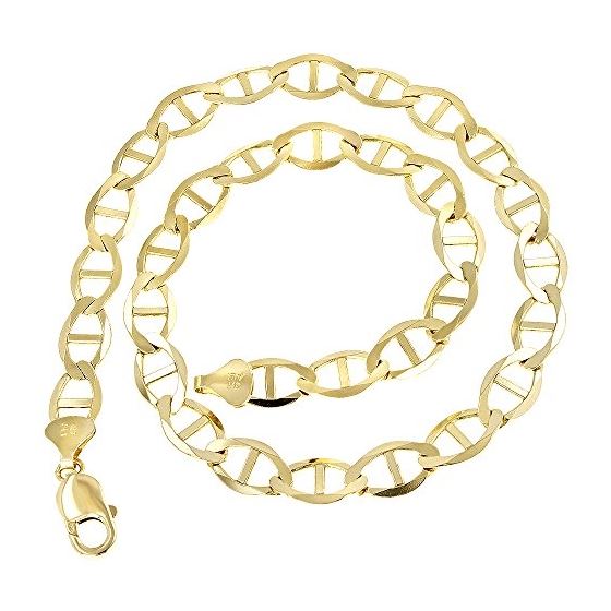 10K Yellow Gold Solid Flat Mariner Chain 10.5mm Wi