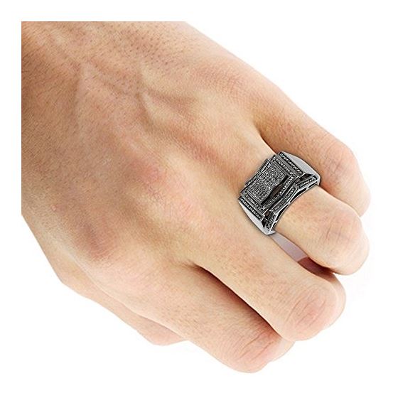 Mens Black Diamond Ring 10K Gold by LUXURMAN (0.5 