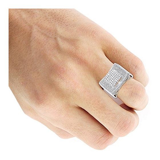 14K White Gold Iced Out Mens Diamond Ring by LUXUR