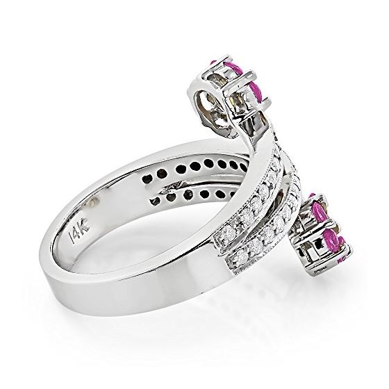 Ladies Diamond Right Hand Rings: 14K Gold Pink Top