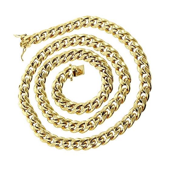10K Yellow Gold Hollow Miami Cuban Curb Chain Neck