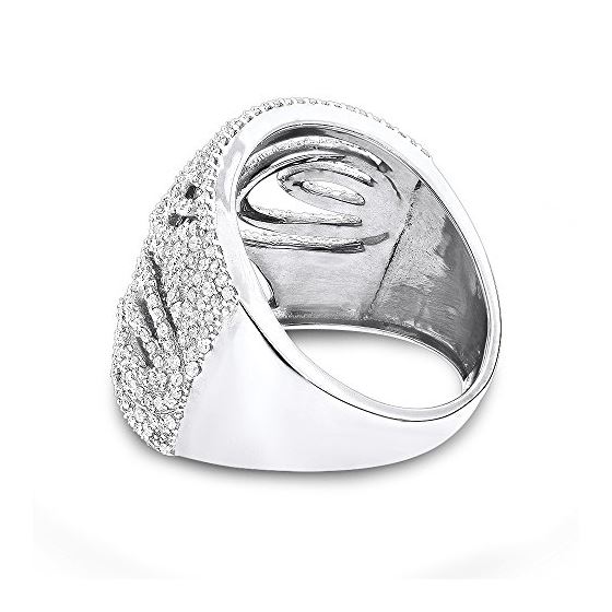 14K White Gold Unique Diamond Ring Cut-Out Motif b