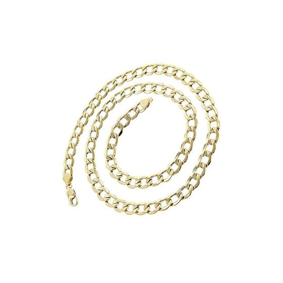 Hollow 10k Gold Curb Chain For Men 6mm Necklace