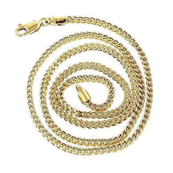 14k Yellow Gold Hollow Franco Chain 1.8mm Wide Nec