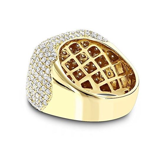 14K Yellow Gold Designer Mens Ring Diamond Band by