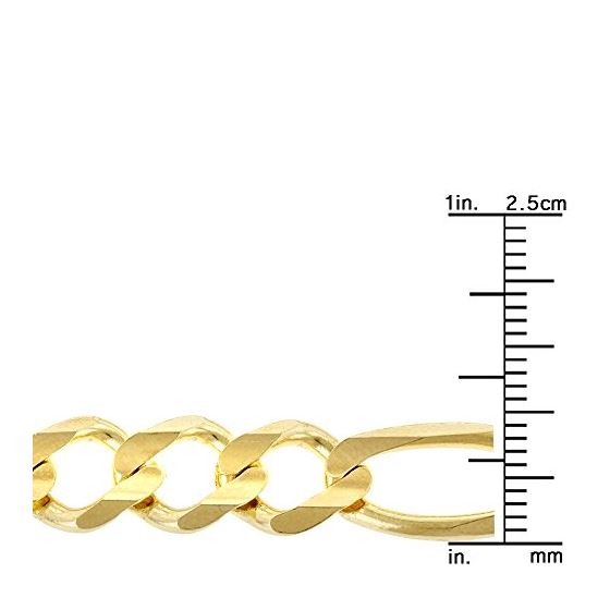 10k Yellow Solid Gold 9.5mm Wide Figaro Chain Neck