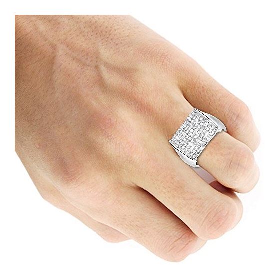 14K white Gold Mens Designer Diamond Ring 2 Carats