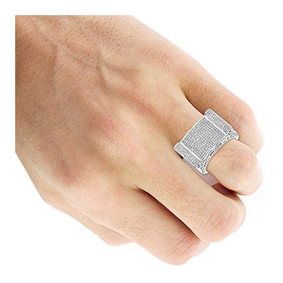 Mens Pave Diamond Ring 14K White Gold 1.52ct by LU