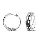 White and Black Diamond Hoop Earrings 14K Gold by 