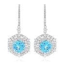 Luxurman Unique Blue Topaz Diamond Drop Earrings f