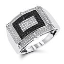 Mens White Black Diamond Ring 10K Gold by LUXURMAN