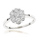 14K White Gold 7 Stone Ladies Diamond Cluster Ring