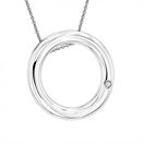 Ladies Diamond Circle Pendant in Sterling Silver L