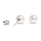 14K White/Yellow Gold Real White Pearl Stud Ea