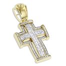 14K Yellow Gold Princess Cut Diamond Cross Pendant