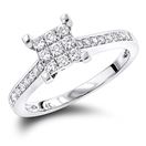 Round Diamond Engagement Ring 14K White Gold by LU