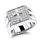 14K White Gold Mens Diamond Cross Ring by LUXURMAN