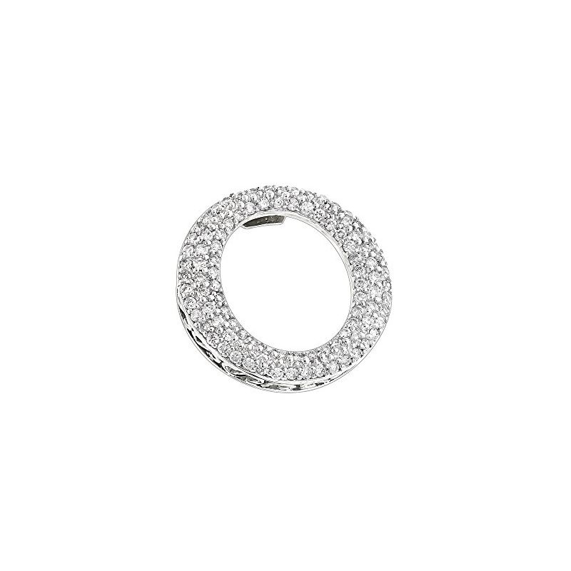 Pave Diamond O Pendant 14K White Gold Circle Jewel