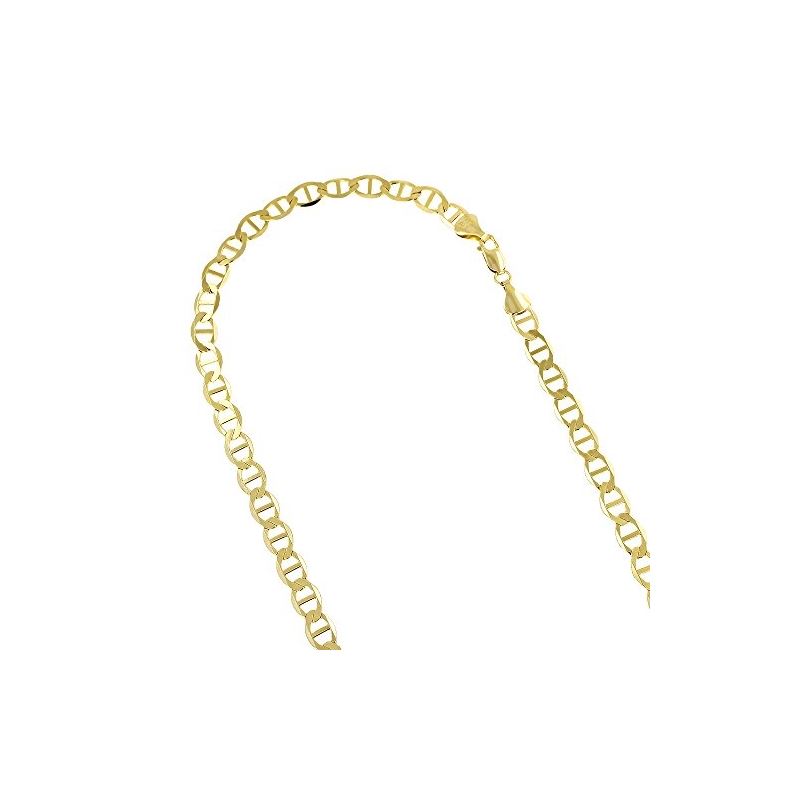 10K Yellow Gold Solid Flat Mariner Chain 5mm Wide 