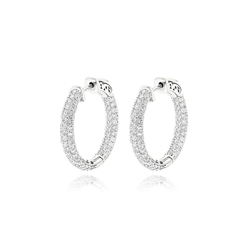 14K Gold Small Inside Out Diamond Hoop Earrings by