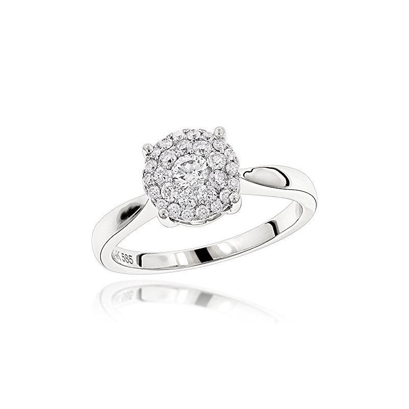 Diamond Cluster Engagement Ring 14K White Gold by 