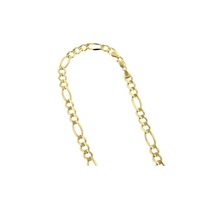 10k Yellow Solid Gold 9.5mm Wide Figaro Chain Neck