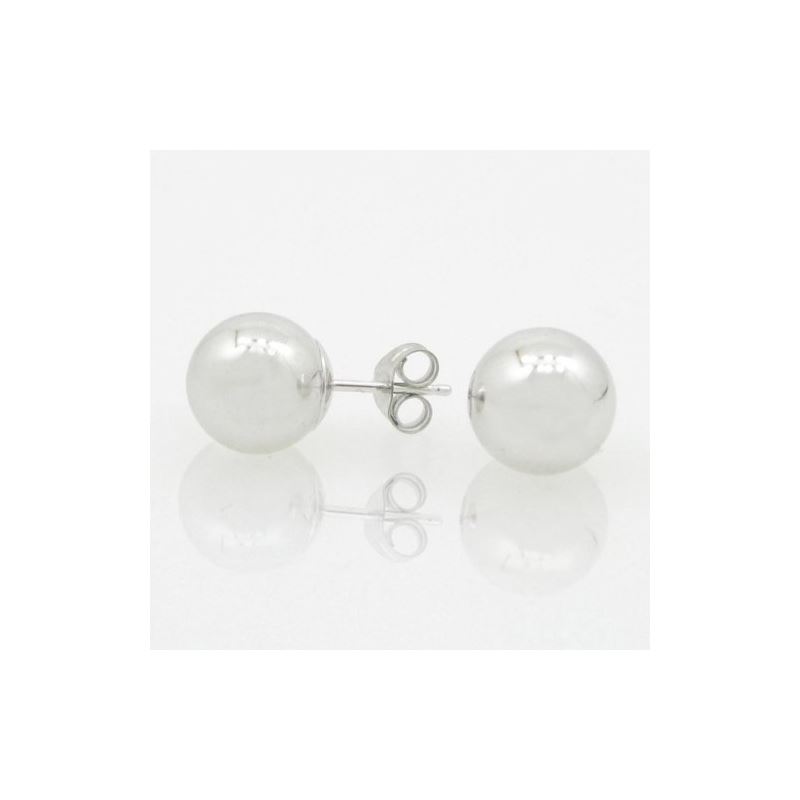 14k White Yellow Gold 10mm Ball Stud Earrings (Whi