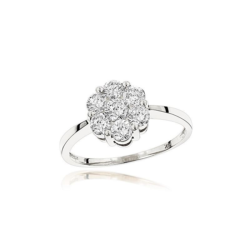 14K White Gold 7 Stone Ladies Diamond Cluster Ring