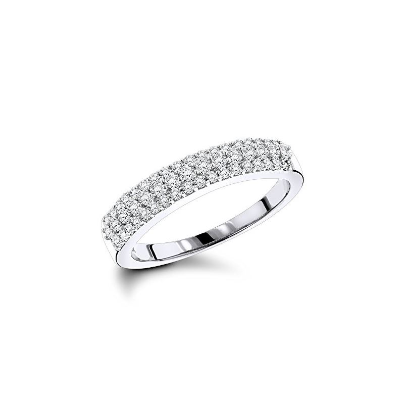 Thin Diamond Wedding Bands 14K Gold 3 Row Diamond 