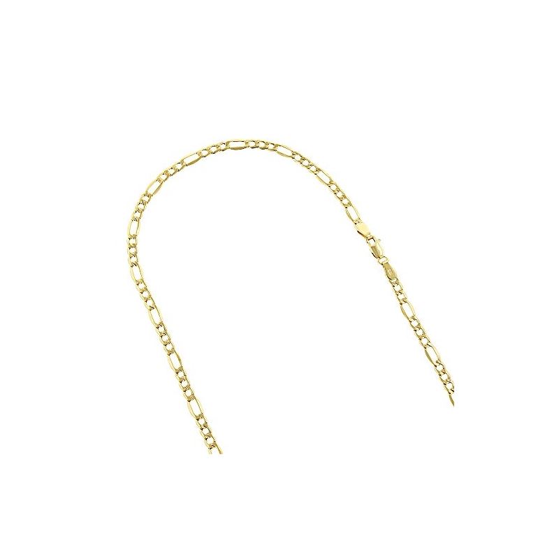 10k Yellow Gold 3.5mm Wide Figaro Chain Hollow Nec