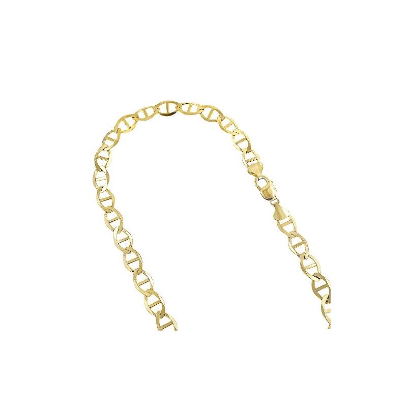 10K Yellow Gold Solid Flat Mariner Chain 7.5mm Wid