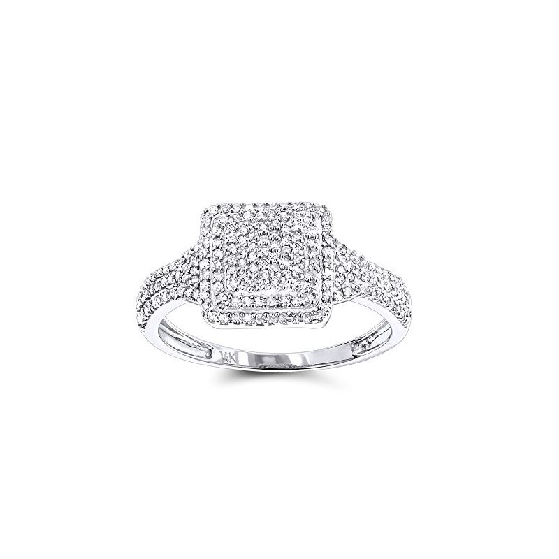 Ladies Pave Diamond Ring 14K White Gold by LUXURMA