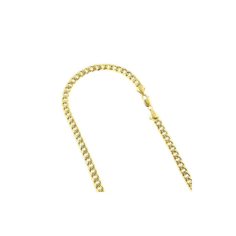 Hollow 10k Gold Cuban Link Miami Chain For Men 9mm