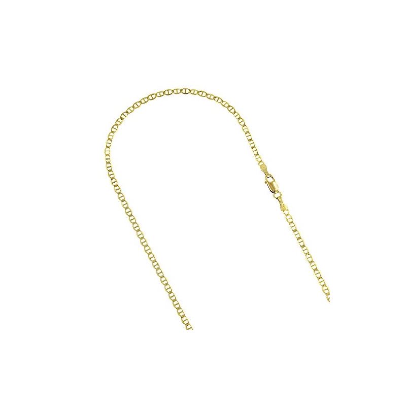 10K Yellow Gold Solid Flat Mariner Chain 2.5mm Wid