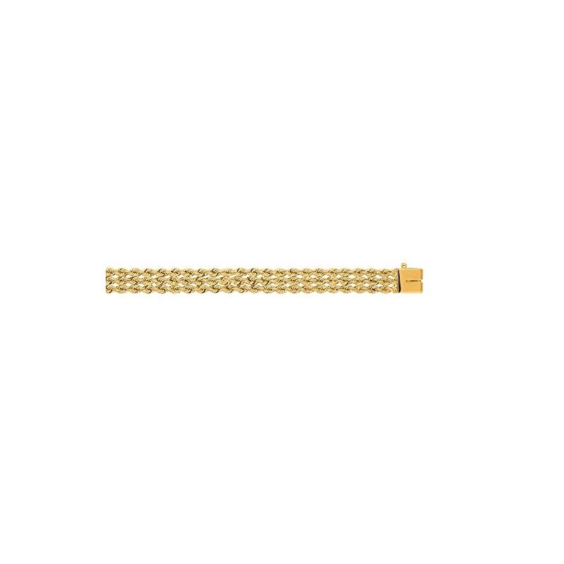 Solid 14k Gold Rope 3 Multi Line Chain For Men and