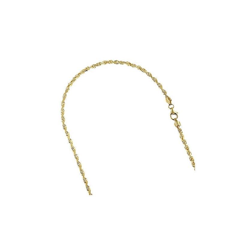 Solid 10k Gold Rope Diamond Cut Chain For Men and 