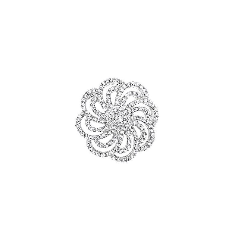 14K White Gold Diamond Swirl Flower Pendant (0.5 C